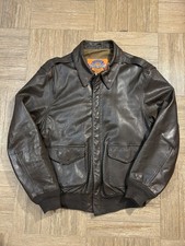 Giacca Vintage Cooper Tipo A-2 Uomo 44L Marrone Pelle di Capra Flight Bomber USA