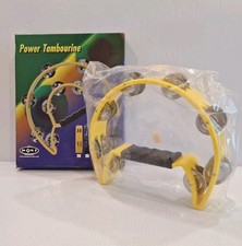 Mano Percussion Double Power Half Moon Tambourine Yellow with Metal Jingles