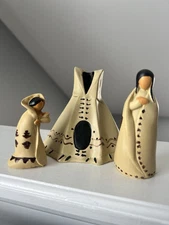 Vtg Native American Sacred Family Tribe Teepee Figures Hand Crafted & Painted