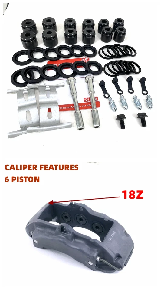FA005 cn For VW Touareg Front Brake Caliper Rebuild Kit 6 pot 330mm Discs 18z Foto 4 de 4