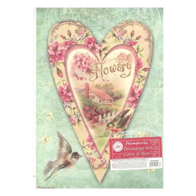 Druckerei Reispapier A4 - Flowery (1 Blatt) Decoupage