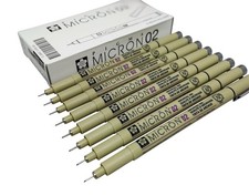 Sakura Pigma Micron drawing pens 02 Black ink, 1 Count Pack of 8 ,