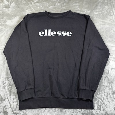 Ellesse Shirt Mens Large Black Long Sleeve Logo Spellout