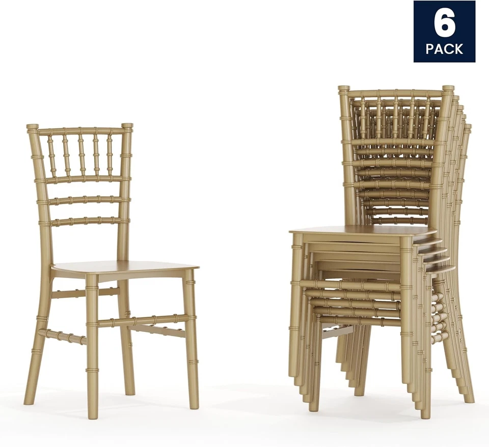Flash Furniture Hercules 6 Pack Child’s Gold Resin Party and Event Chiavari Chai - Image 4 of 4