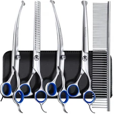 Gimars 7.0in Professional 4CR Stainless Steel Safety Round Tip 6 in 1 Dog Gro...