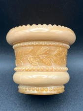 Joe St. Clair Butterscoth Slag Holly Berries Band Toothpick Holder | Vintage