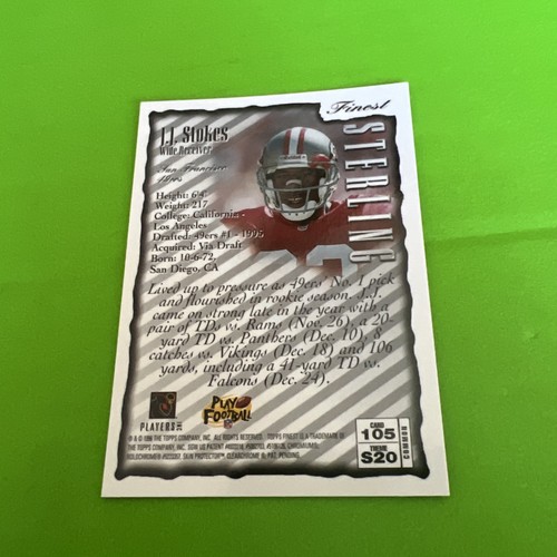TOPPS FINEST FOOTBALL 1996 #105/S20 J.J. STOKES - Foto 4 di 4