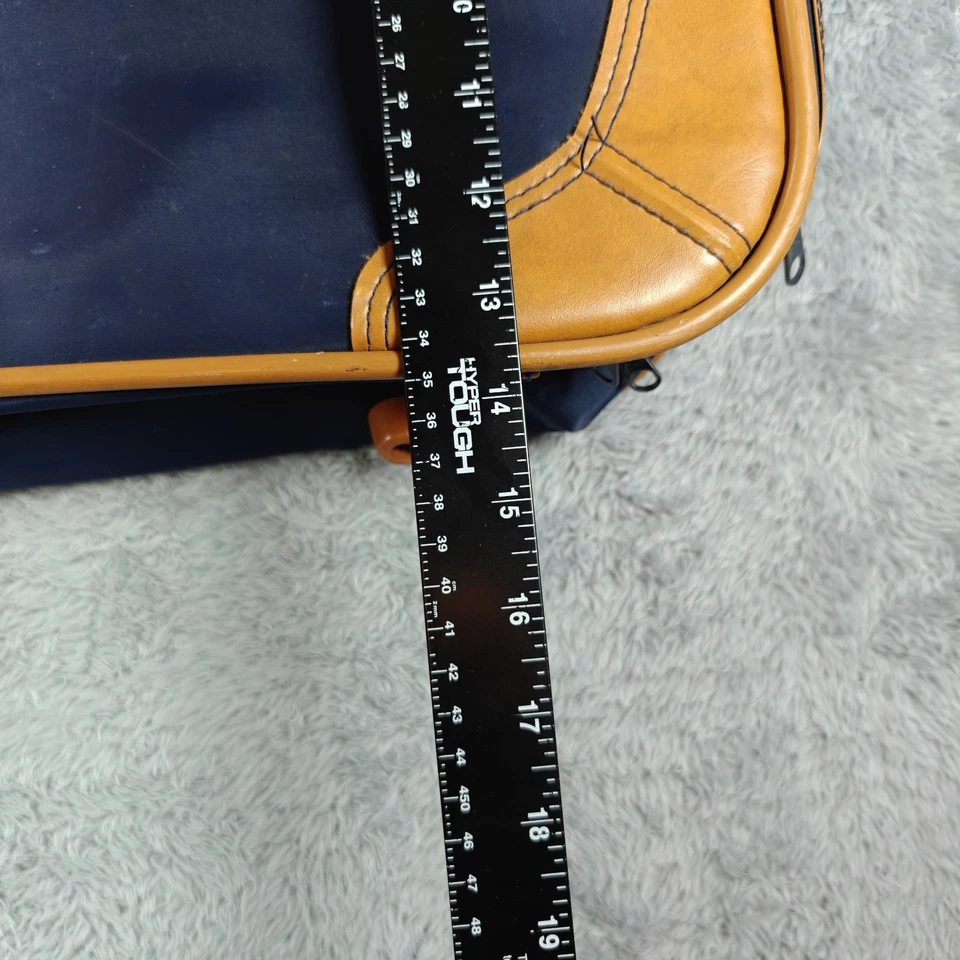 Maleta de equipaje retro Skyway 22”x14”x9” tweed azul oscuro con rayas rojas y verdes Foto 3 de 4