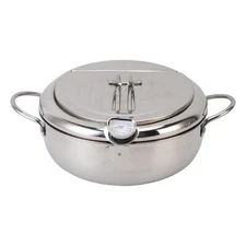 Deep Fryer Pot 304 Stainless Steel Frying Pot With Oil Drain Temperature Control