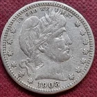 1908 D Barber Quarter 25c Better Grade B45#89528
