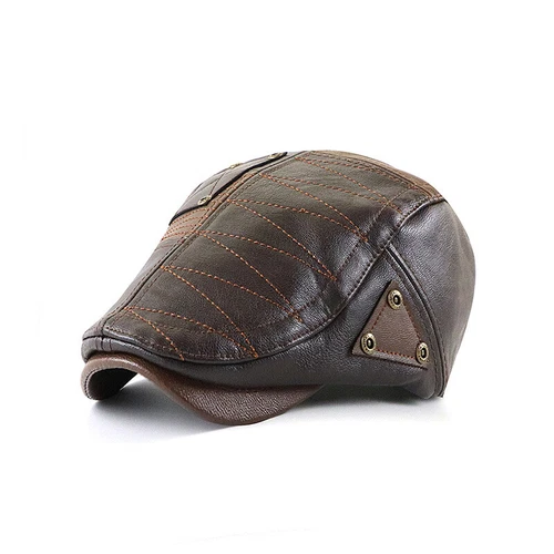 Cappello uomo pelle PU Cabbie Ivy berretto newsboy golf piatto Gatsby guida retrò - Foto 7 di 20