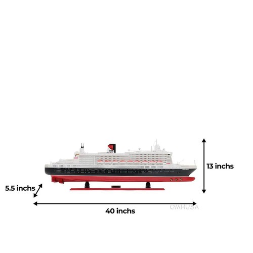 Queen Mary II L Cruise Ship Model | Wooden Handmade Model W/ Swimming Pool - Picture 12 of 20