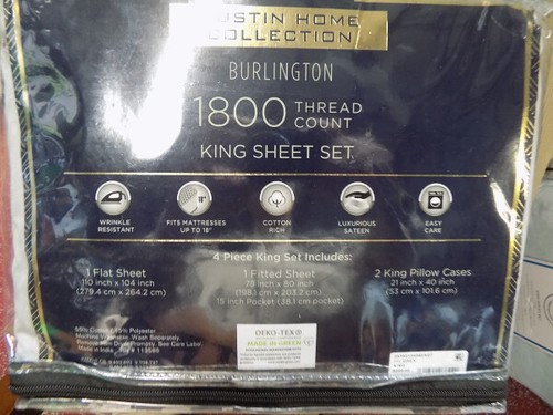 AUSTIN HOME COLLECTION BURLINGTON 1800TC KING SIZE SHEET SET GREY NIP - Picture 3 of 5