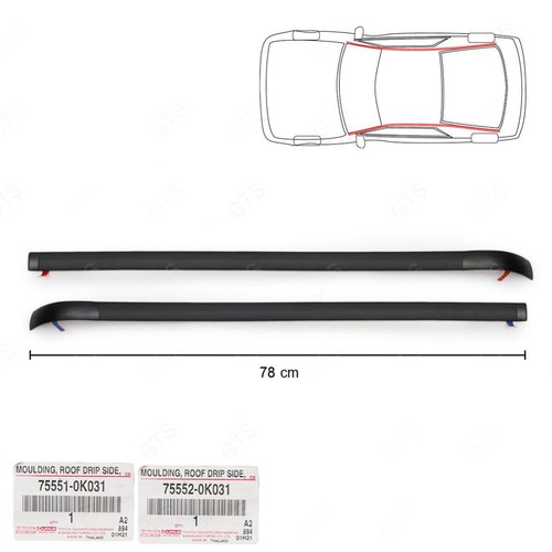 Pair Moulding Roof Drip Side For Toyota Hilux Vigo Champ 2Dr MK6 MK7 2005 2014 - Imagen 2 de 8