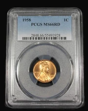 1958 P  LINCOLN  WHEAT CENT PENNY PCGS MS 66 UNCIRCULATED MS66RD US COIN MS66