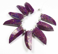 Copper Turquoise Faceted Fancy Briolette Beads Matched Gemstone 30x9.5 mm 2 Pcs