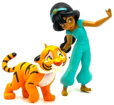 #ad JASMINE amp; RAJAH Figure Set DISNEY PRINCESS Tiger Pet ALADDIN PVC TOY Playset $17.99