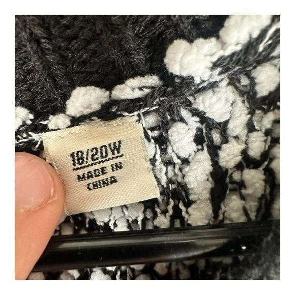 Suéter Pullover Texturizado Cato Mujer 18/20W Negro Blanco Acogedor Tejido Boho Hippie Foto 4 de 4