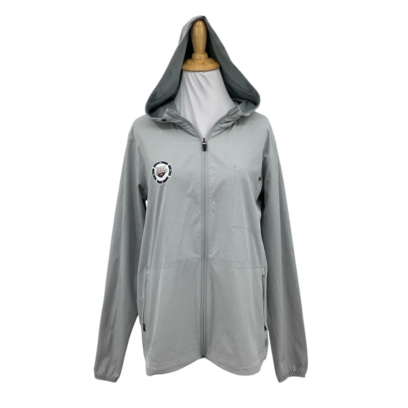 vuori reflective full zip usa swimming team hooded jacket