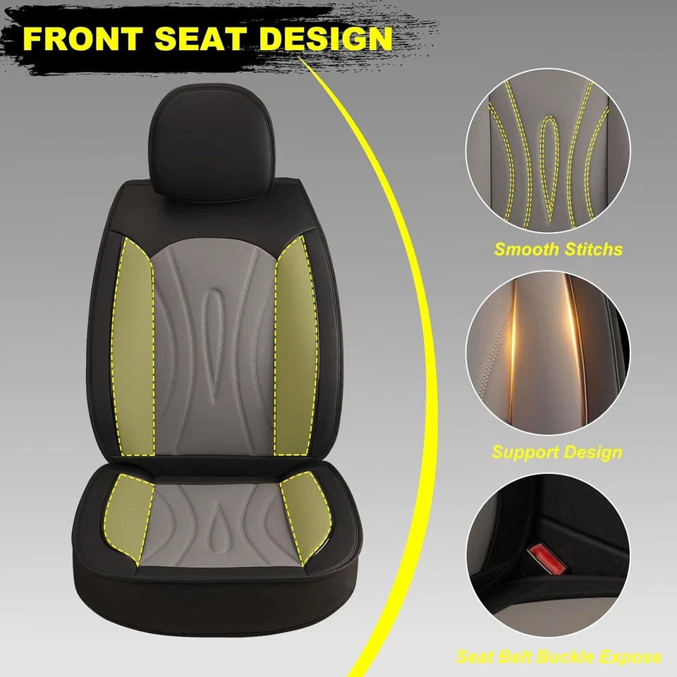 Front Car Seat Covers 2-Piece Set Fit for Mitsubishi Mirage 2015-2025 PU Leather - Image 3 of 4