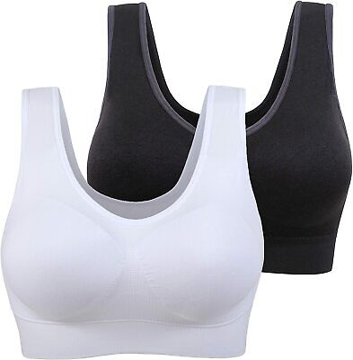 AM CLOTHES Womens Plus Size Sports Bra Padded Seamless Wireless Yoga Sleep Bra Multi Pack