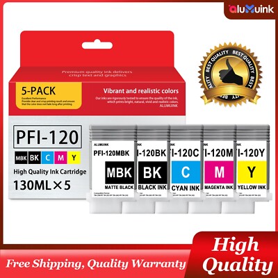 PFI-120 Ink Tank Set(5-Pack, 130-ml) Compatible for Canon TM-305/205/300/200