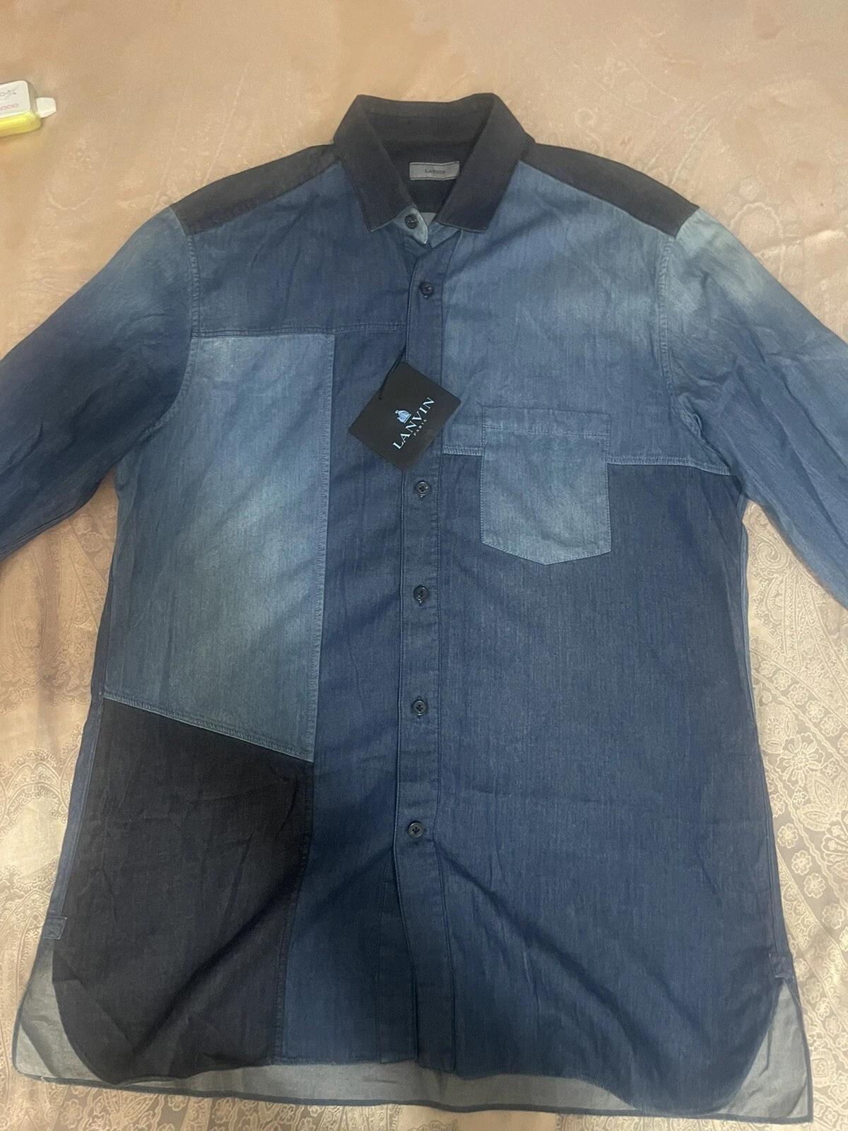 Lanvin — Lanvin Men Patch Denim Shirt Sz 15.5/M NWT $850