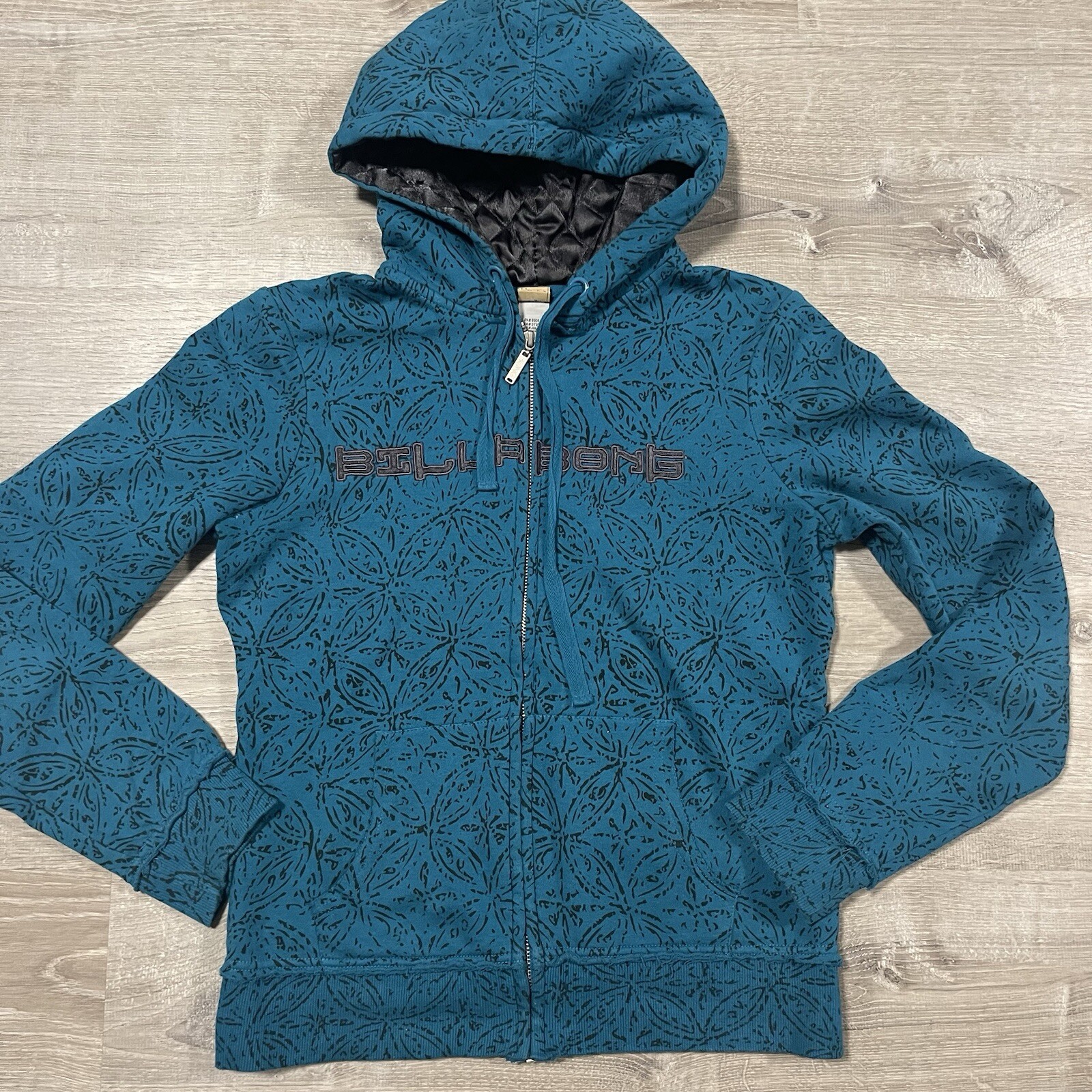 Vintage Y2K Grunge Women's Embroidered Billabong Surf Hoodie Size L Green
