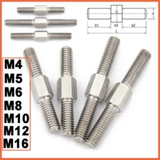 M4 - M16 Double End Threaded Stud Bar Rod Bolts 304(A2) Stainless Steel Screws