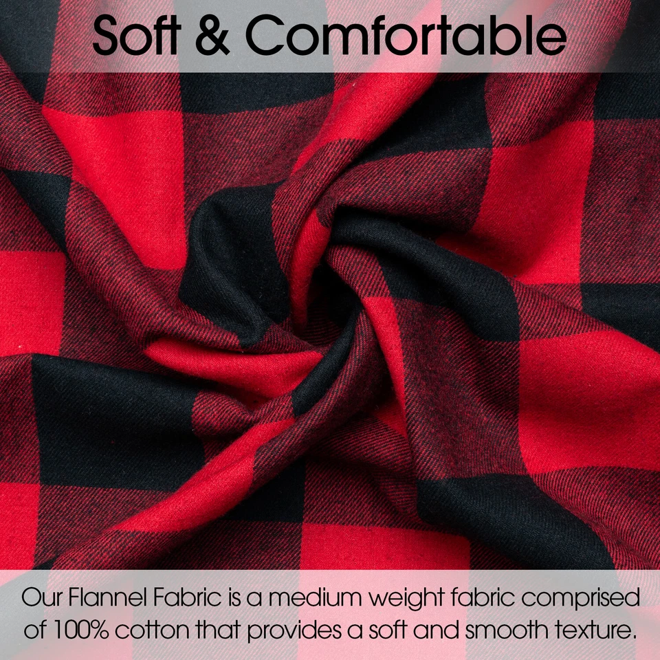 Tela de franela de algodón a cuadros tartán rojo - 60" de ancho - Se vende por yarda y perno Foto 3 de 4