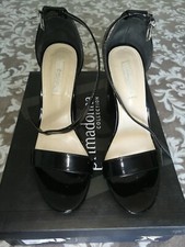 Scarpe donna eleganti decoltè nero vernice n. 37 tacco alto 10