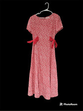Vintage American Design red rose floral maxi dress Valentines 10 M