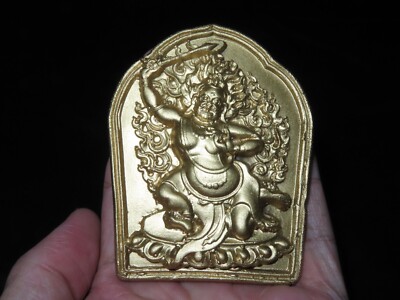 Exquisite Pottery Buddhist Gold Plated Acalanatha Tsa-Tsa Votive Tablet (z3)