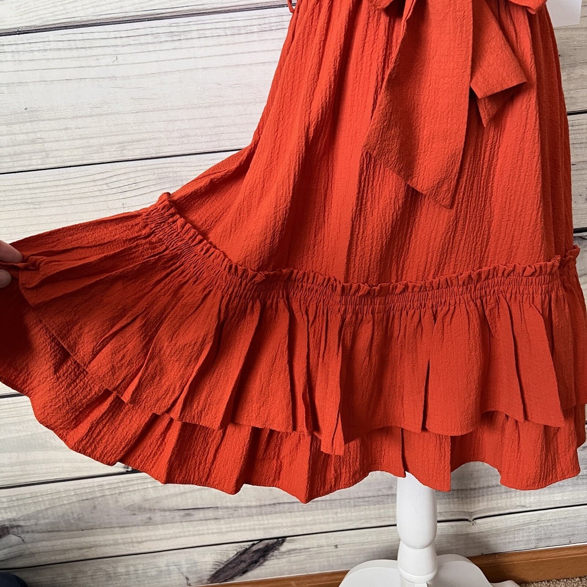 puff sleeve red dress Rebecca Taylor