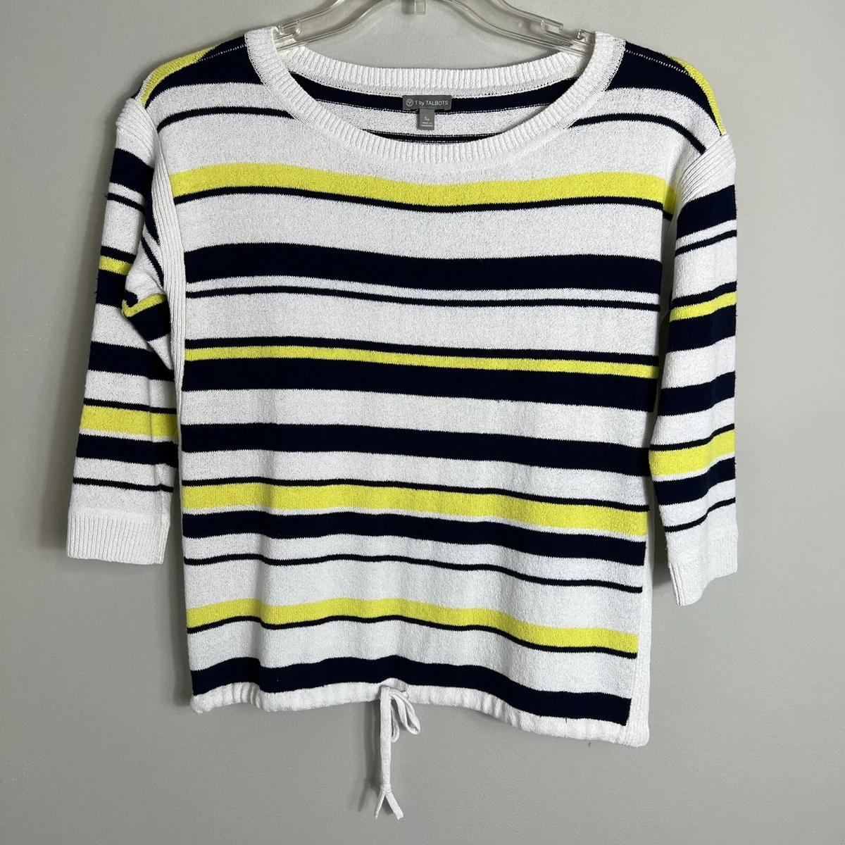 White and top yellow striped sweater