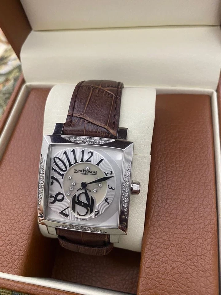 SAINT HONORE Orsay 862020 1 F06 cuarzo diamante concha blanca placa de plata para mujer Foto 2 de 4