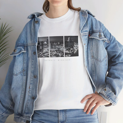 Detroit T Shirt, Unisex Apparel Tee, Travel Gift Idea, Vintage Minimal Style