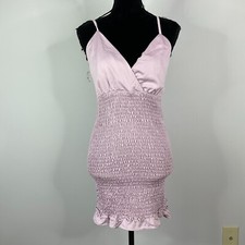 Super Down Mini Dress Natalia Smocked Womens Small Sleeveless Lavender