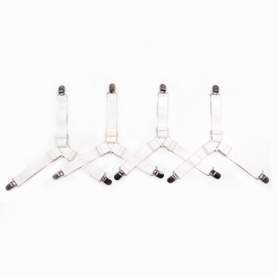 4Bed Sheet Fasteners Adjustable Elastic Suspenders Straps Mattress Covers Clips