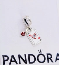 New 100% PANDORA Disney Villains Queen of Hearts Double Dangle Charm 793420C01