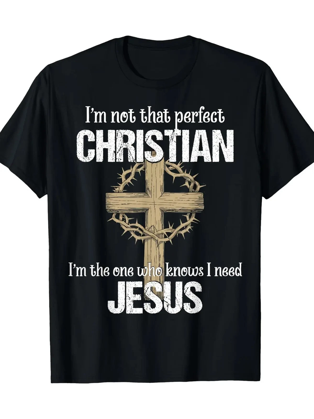 I'm Not That Perfect Christian Graphic Tee with Cross Design - 100% Cotton Soft Fit