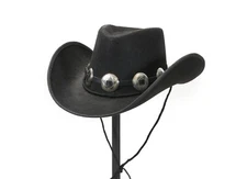 Hat Band for Cowboy Hats, Steampunk Genuine Leather Concho & Buckle USA