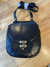 NWT, Patricia Nash, Smooth Black Genuine Leather , " ROSSI ",Cross Body Bag $169