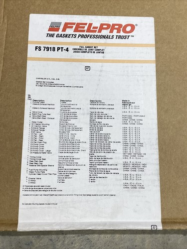 FS 7918 PT-4 Felpro Engine Gasket Sets Set for Ram Truck Van Dodge W150 3.7L - Picture 3 of 3