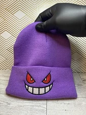 Pokemon Gengar Purple Knit Beanie Skully Hat Cap Unisex Kids and Adults