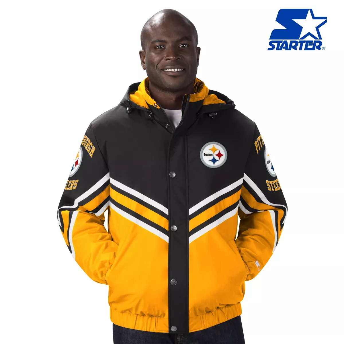 Pittsburgh Steelers NFL Starter Yellow/Black Maximum Hooded Jacket | eBay
