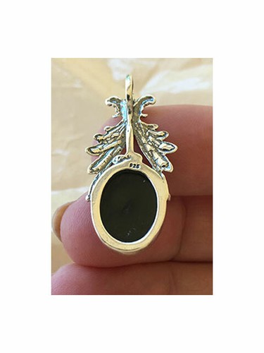 COLGANTE HECHO A MANO MIEL BÁLTICA O ÁMBAR VERDE Y HOJA DE PLATA ESTERLINA - Imagen 10 de 14