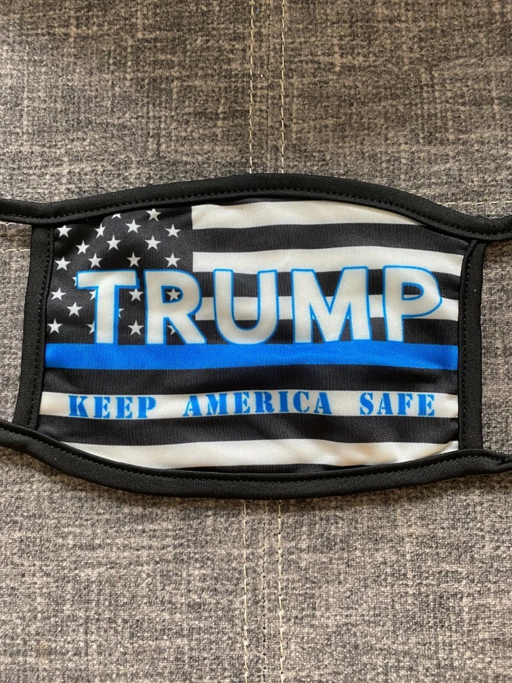 Trump Police Blue Line Flag Face Covering Mask Keep America Safe NEW Washable - Image 3 of 3