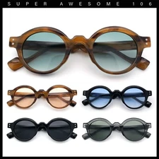 Mens Thick Plastic Round Oval Keyhole Horn Rim Hipster Vintage Style Sunglasses