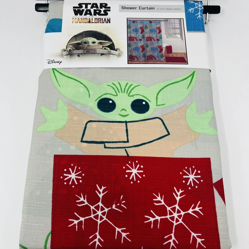 Star Wars The Mandalorian Cortina de Ducha 72”x72” Navidad Bebé Yoda Grogu NUEVO Foto 2 de 4